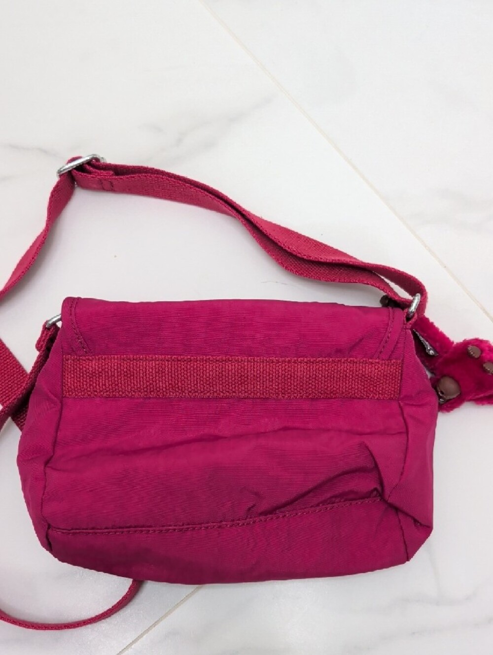 Kipling Bright Fuchsia Crossbody Bag with Monkey Key Charm - Picture 2 of 3